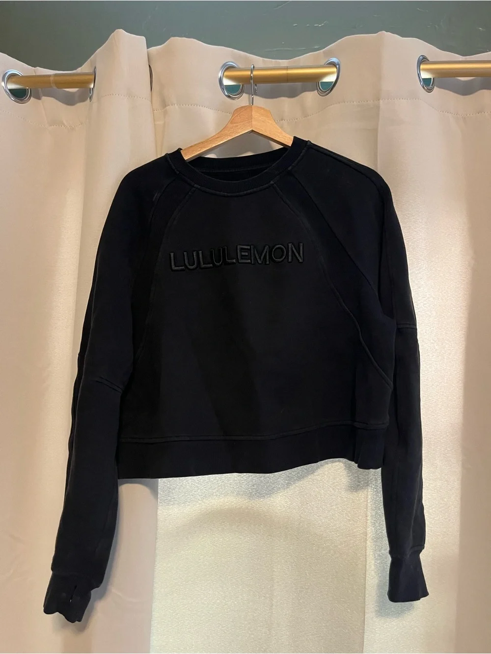 lululemon athletica Black Embossed Logo Crew Pullover